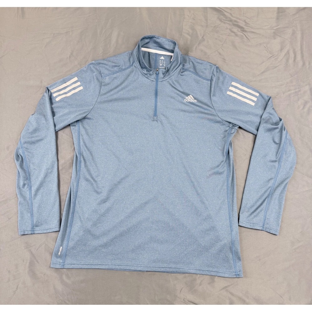 Adidas Response 1/4 Zip Long-Sleeve Running Sweatshirt / Tee Mens Large Blue